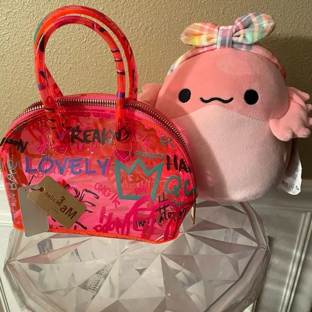 Hello 3 AM PVC Graffiti Purse & Lady Kraken Squishmallow Great Gifts NWT!